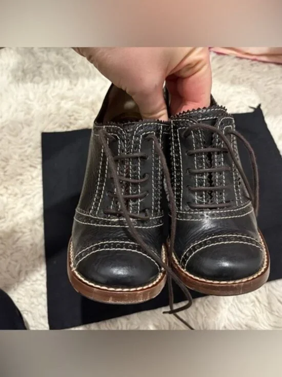 Dolce&Gabbana Brown Patent Leather Lace Up LoaferPumps chunky heels retro - Picture 8 of 16